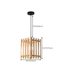 Adjustable Height Rustic Cylinder Wooden Pendant Light