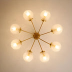Elegant 6-Light Globe Glass Golden Semi Flush Ceiling Light