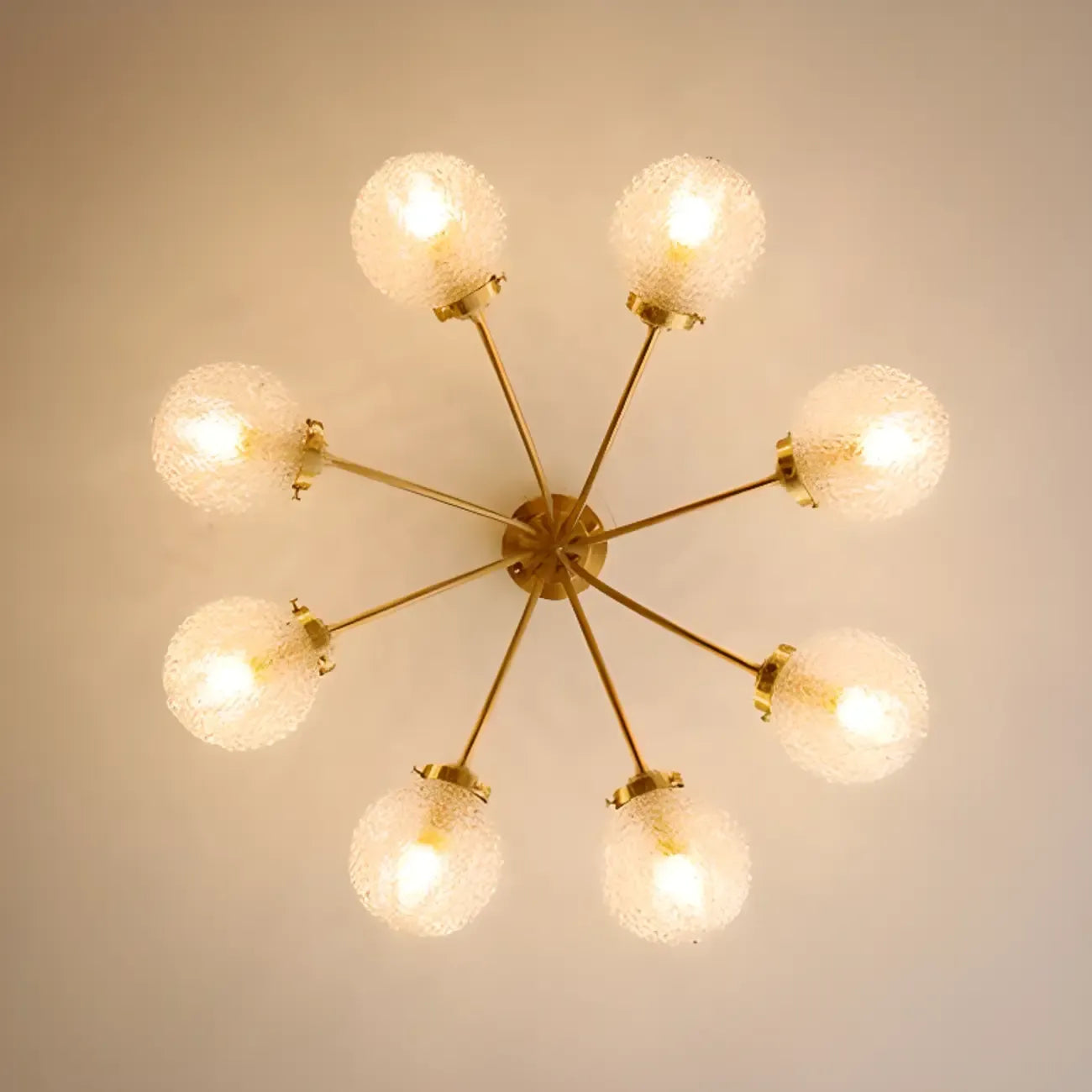 Elegant 6-Light Globe Glass Golden Semi Flush Ceiling Light
