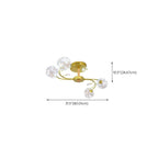 Crystal Globe Shade Gold Semi Flush Mount Light 3-Gear Dimming