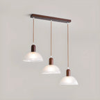 Adjustable Glass Dome Wooden Island Pendant Light  for Kitchen
