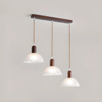 Adjustable Glass Dome Wooden Island Pendant Light  for Kitchen