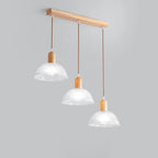 Adjustable Glass Dome Wooden Island Pendant Light  for Kitchen