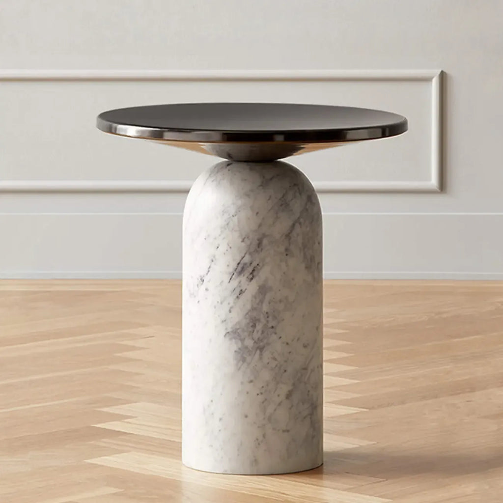 Round Marble Base End Table for Living Room