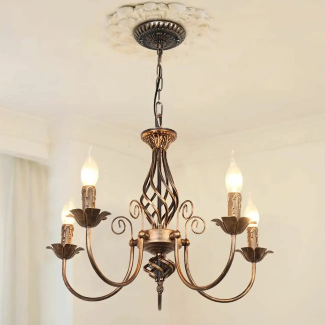 Vintage Brass Classic Candelabra Chandelier Height Adjustable