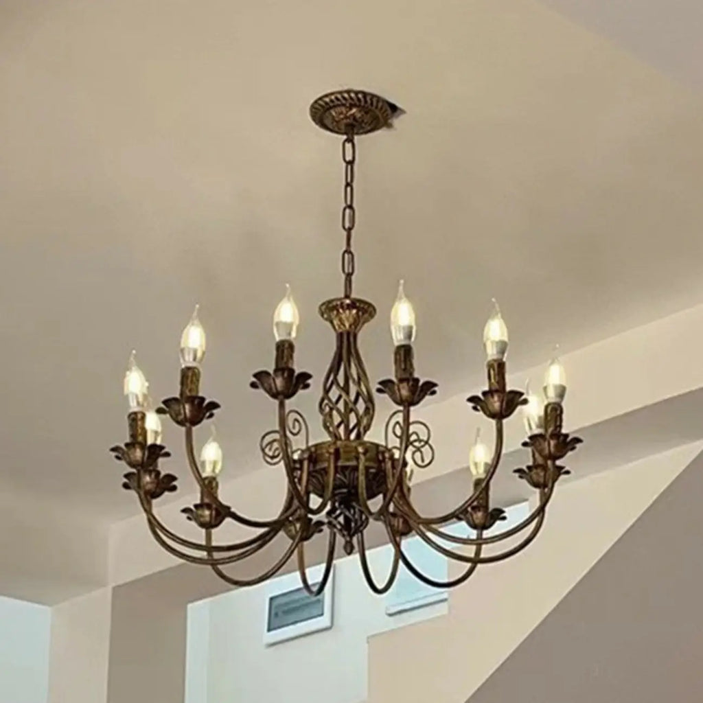 Vintage Brass Classic Candelabra Chandelier Height Adjustable