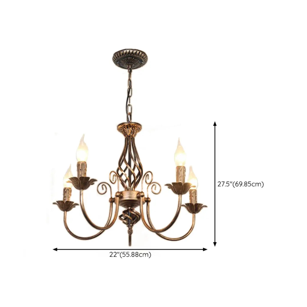 Vintage Brass Classic Candelabra Chandelier Height Adjustable