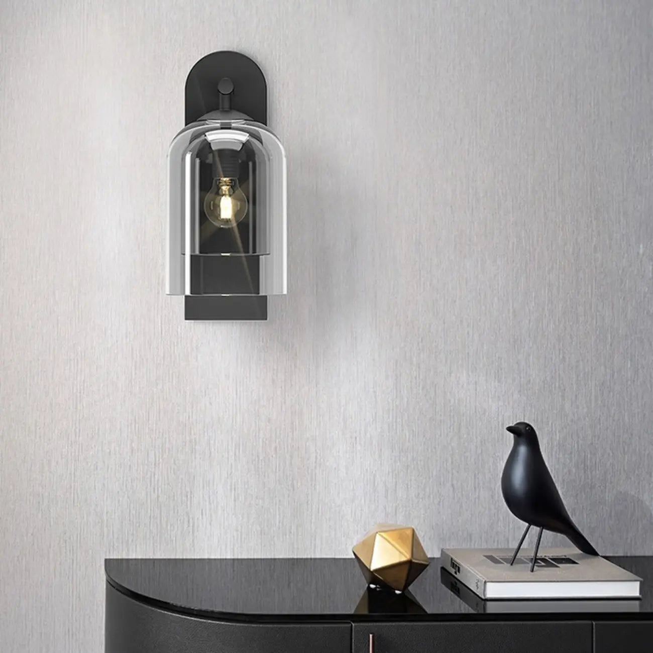 1-Light Double Shade Glass Ambient Wall Sconce