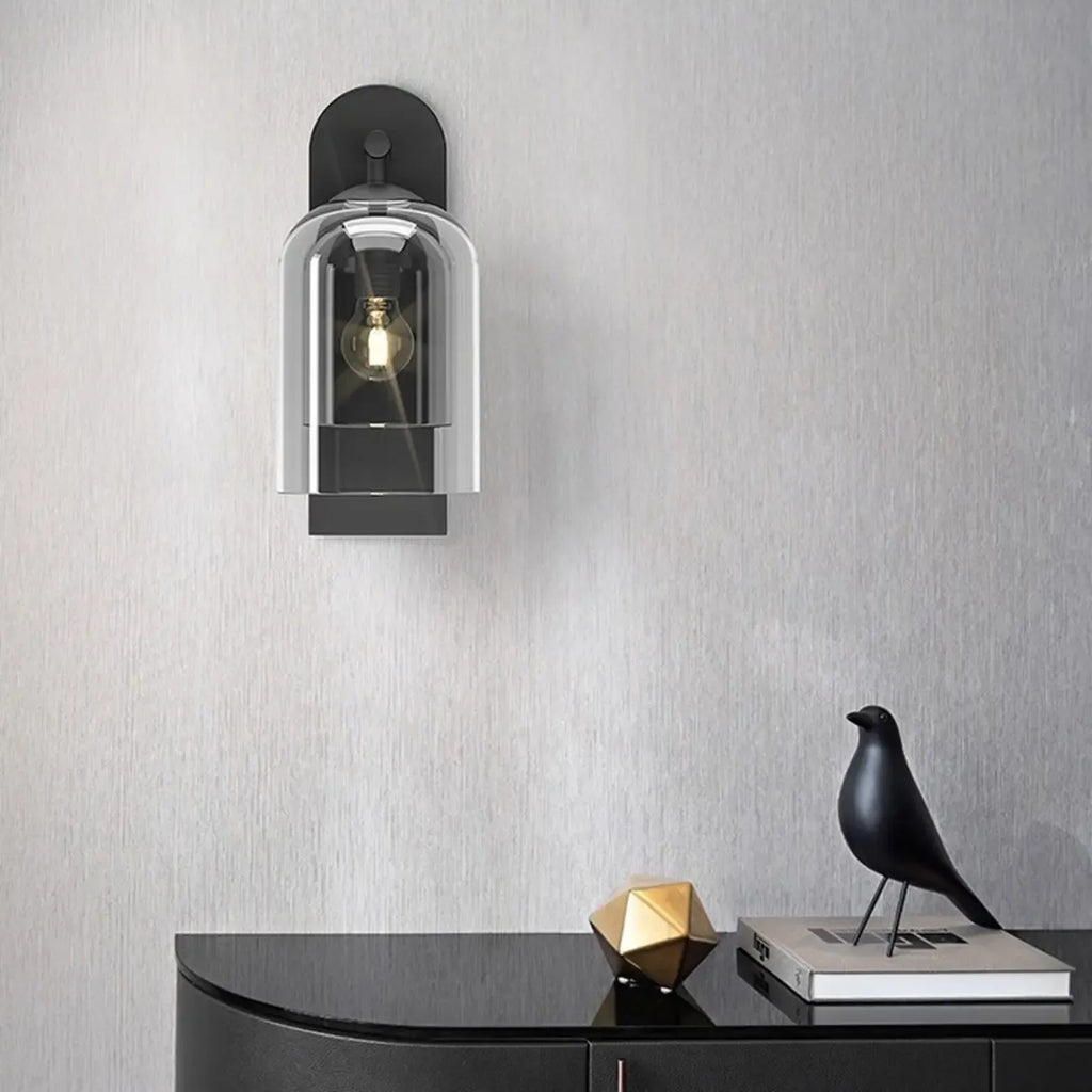 1-Light Double Shade Glass Ambient Wall Sconce