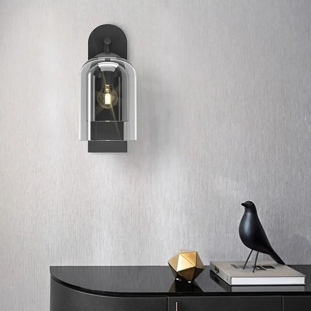 1-Light Double Shade Glass Ambient Wall Sconce