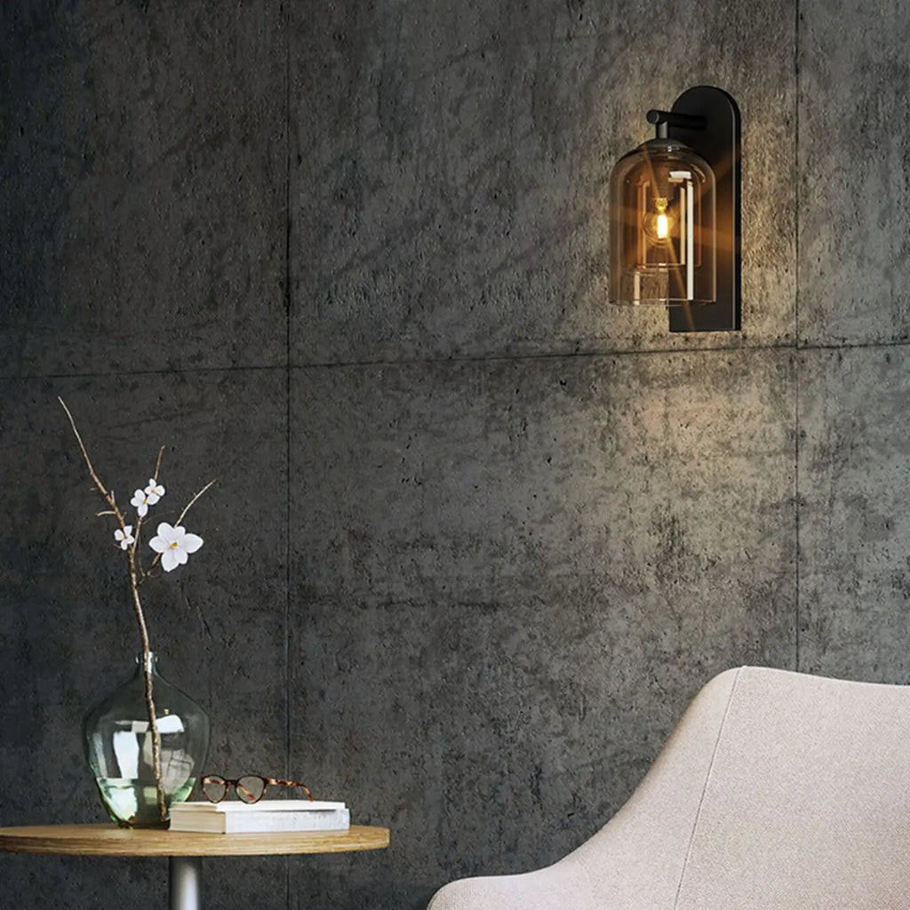 1-Light Double Shade Glass Ambient Wall Sconce