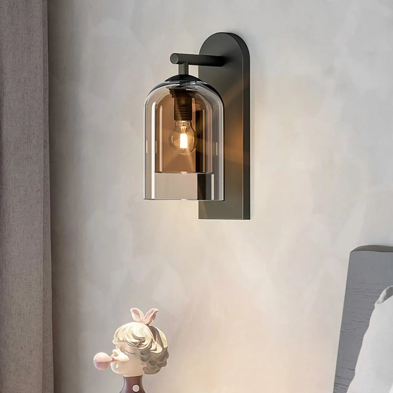 1-Light Double Shade Glass Ambient Wall Sconce