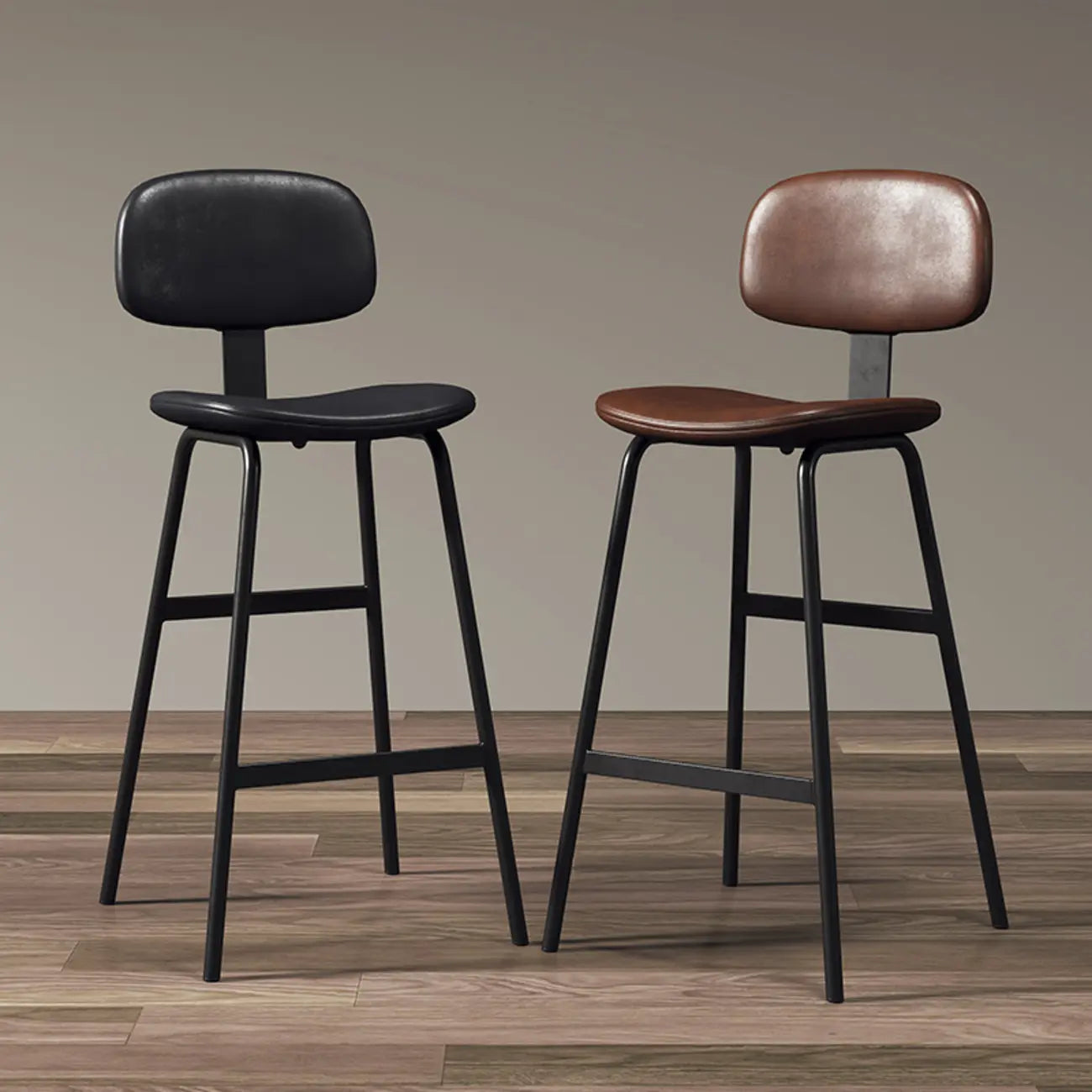 Saddle Faux Leather Counter Stools with Backs
