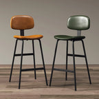 Saddle Faux Leather Counter Stools with Backs