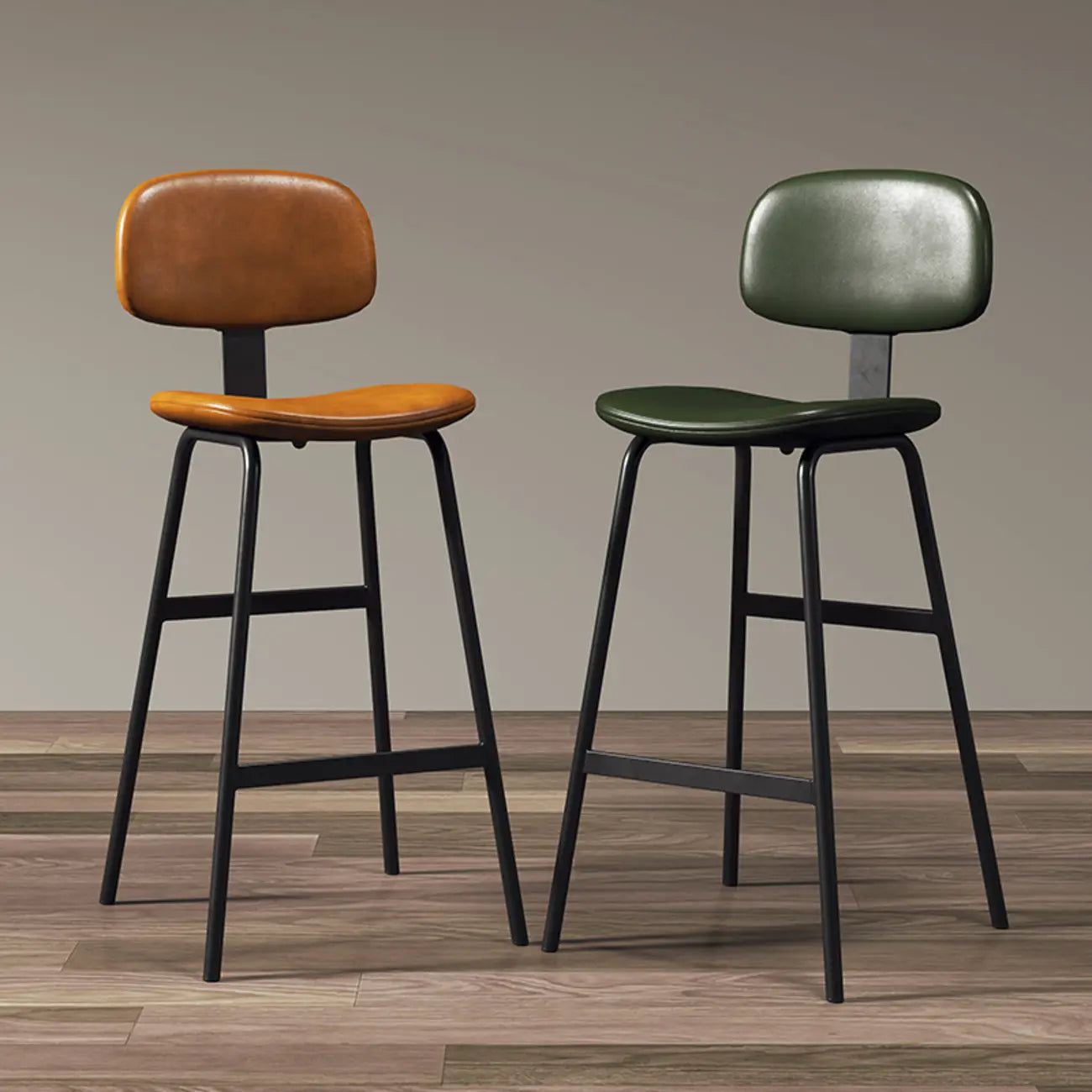 Saddle Faux Leather Counter Stools with Backs