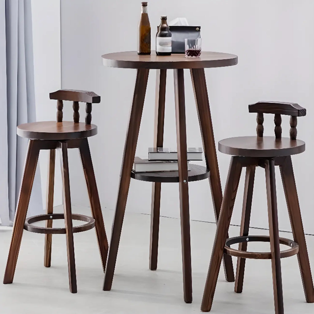 Scandinavian Brown Wooden Shelf Support Bar Tables