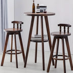 Scandinavian Brown Wooden Shelf Support Bar Tables