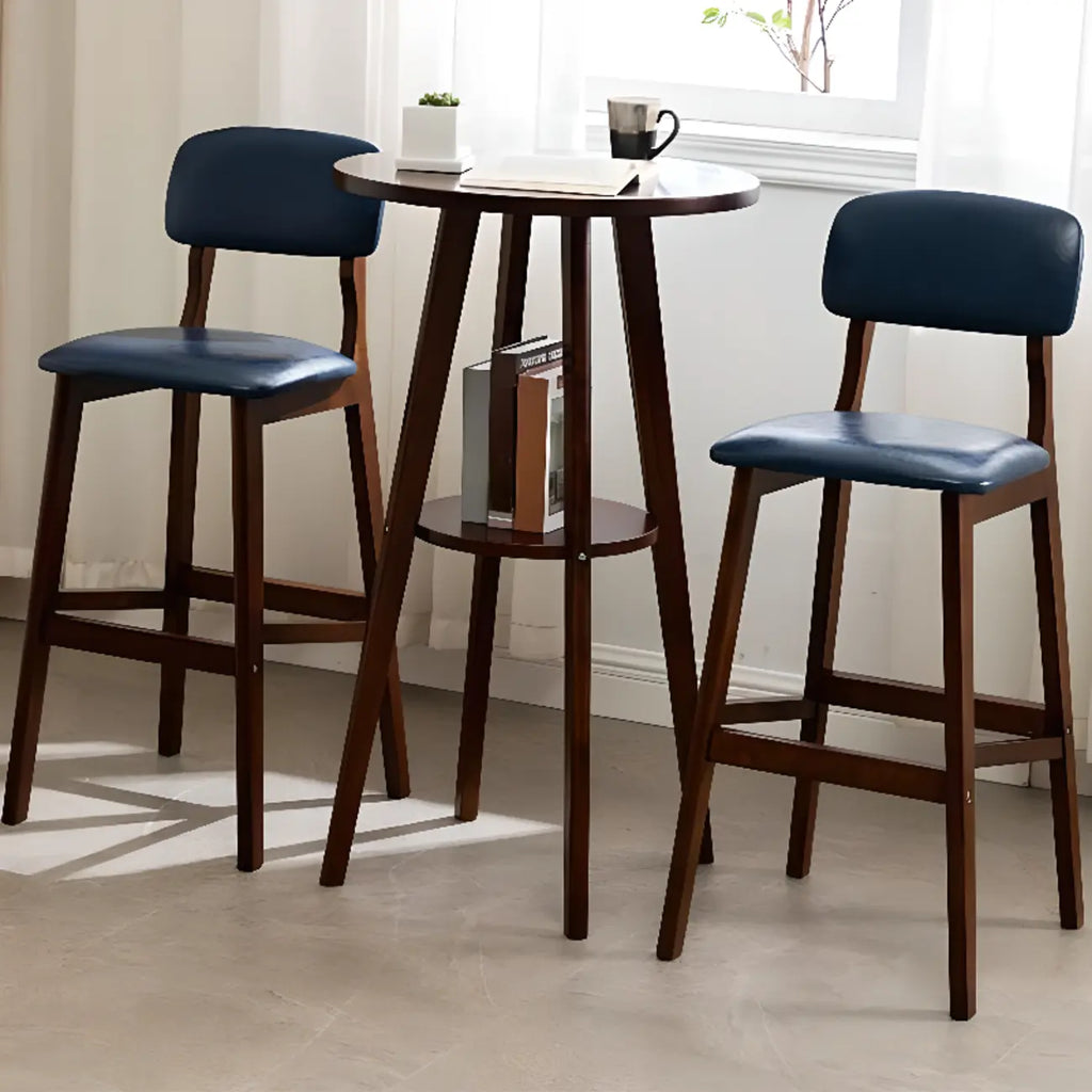 Scandinavian Brown Wooden Shelf Support Bar Tables