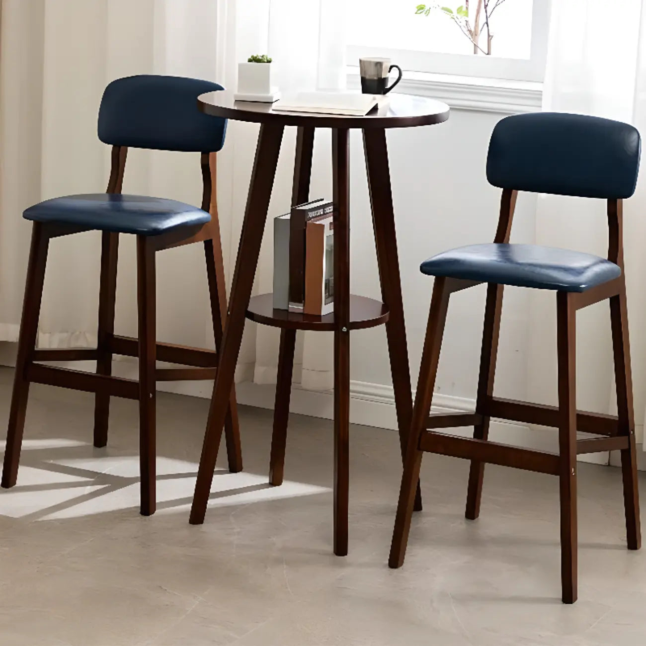 Scandinavian Brown Wooden Shelf Support Bar Tables