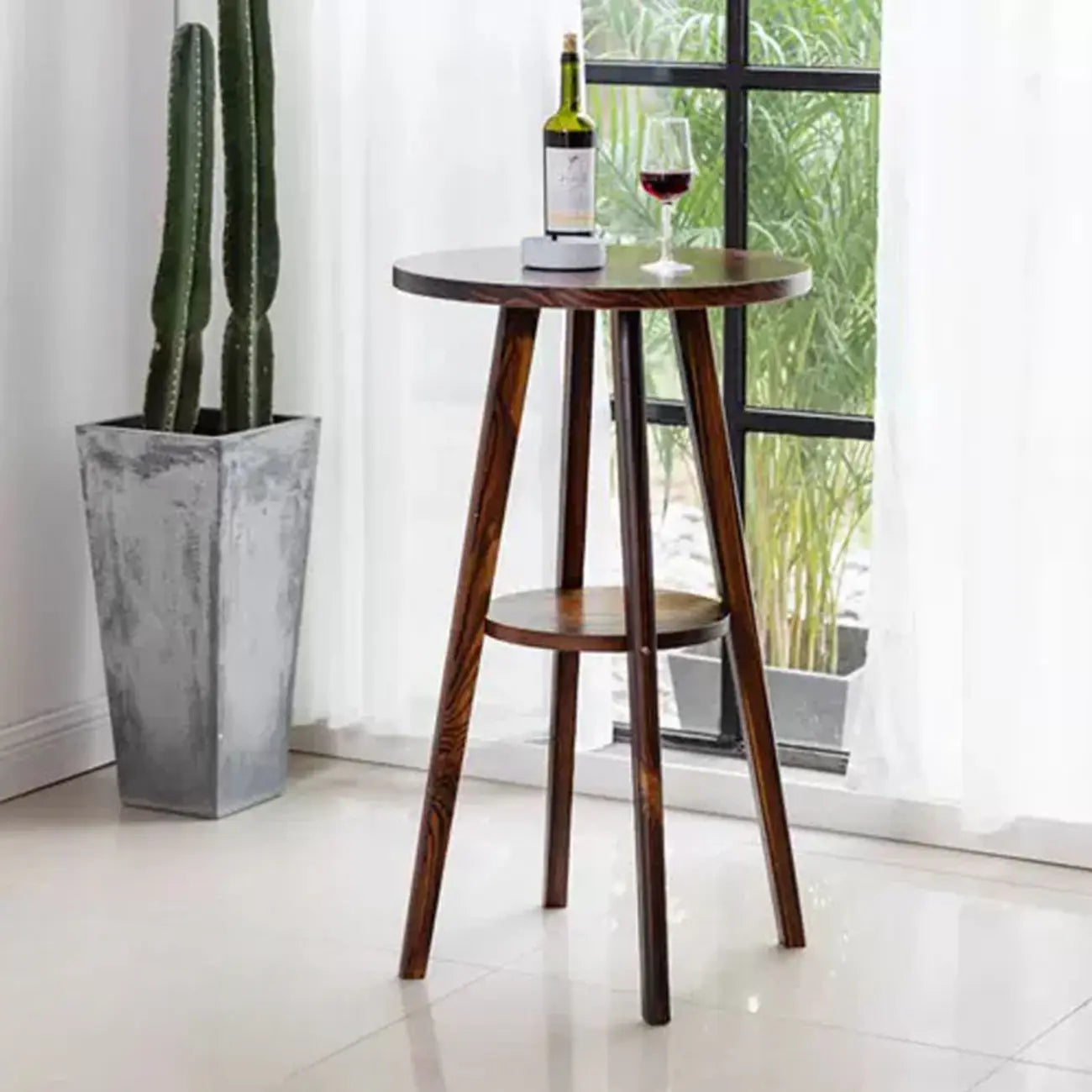 Scandinavian Brown Wooden Shelf Support Bar Tables