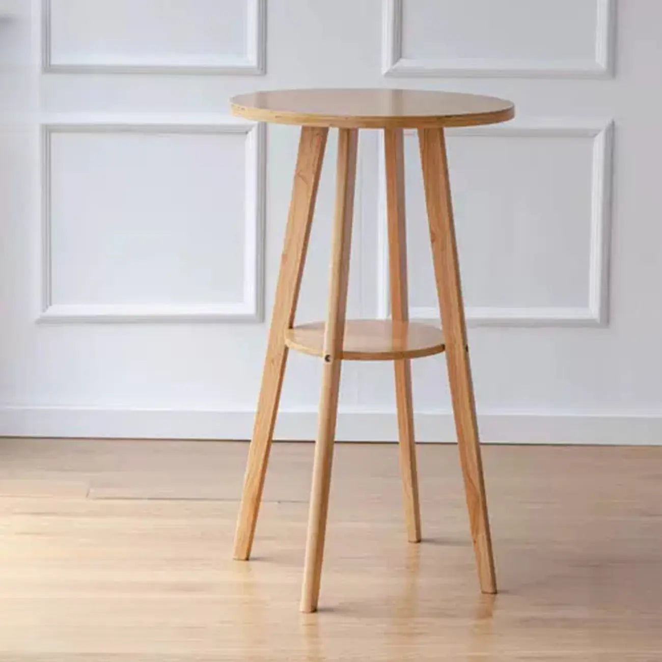 Scandinavian Brown Wooden Shelf Support Bar Tables