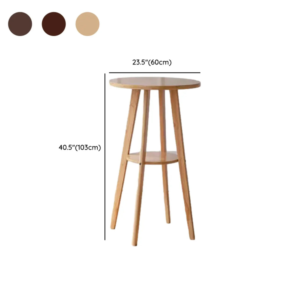 Scandinavian Brown Wooden Shelf Support Bar Tables