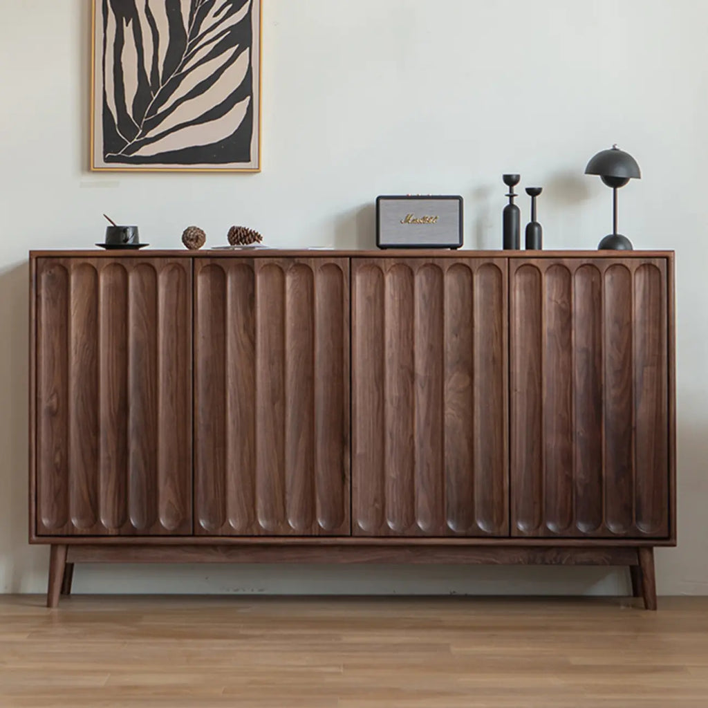 Modern Large Brown Wood Adjustable Shelves Storage Cabinet