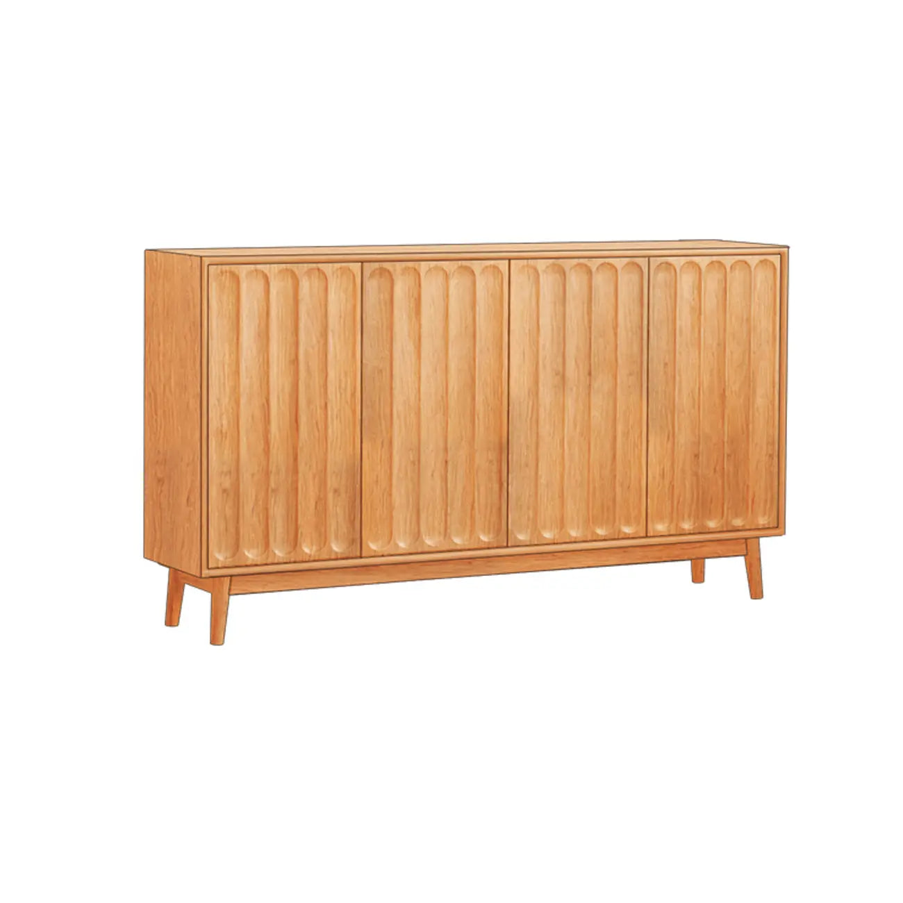 Modern Large Brown Wood Adjustable Shelves Storage Cabinet