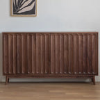 Modern Large Brown Wood Adjustable Shelves Storage Cabinet