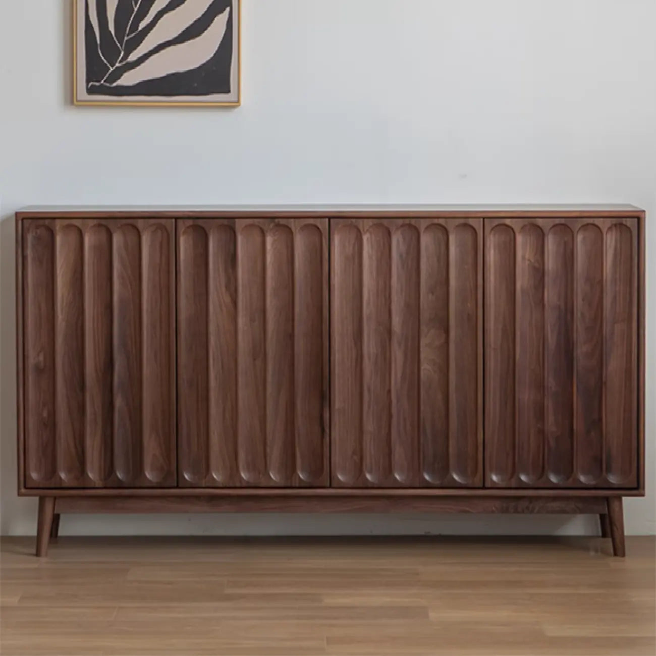 Modern Large Brown Wood Adjustable Shelves Storage Cabinet