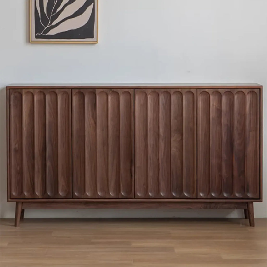 Modern Large Brown Wood Adjustable Shelves Storage Cabinet