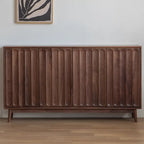 Modern Large Brown Wood Adjustable Shelves Storage Cabinet