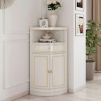 Antique Grey Wooden Gold Accent Corner Cabinet