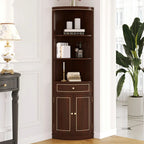 Antique Grey Wooden Gold Accent Corner Cabinet