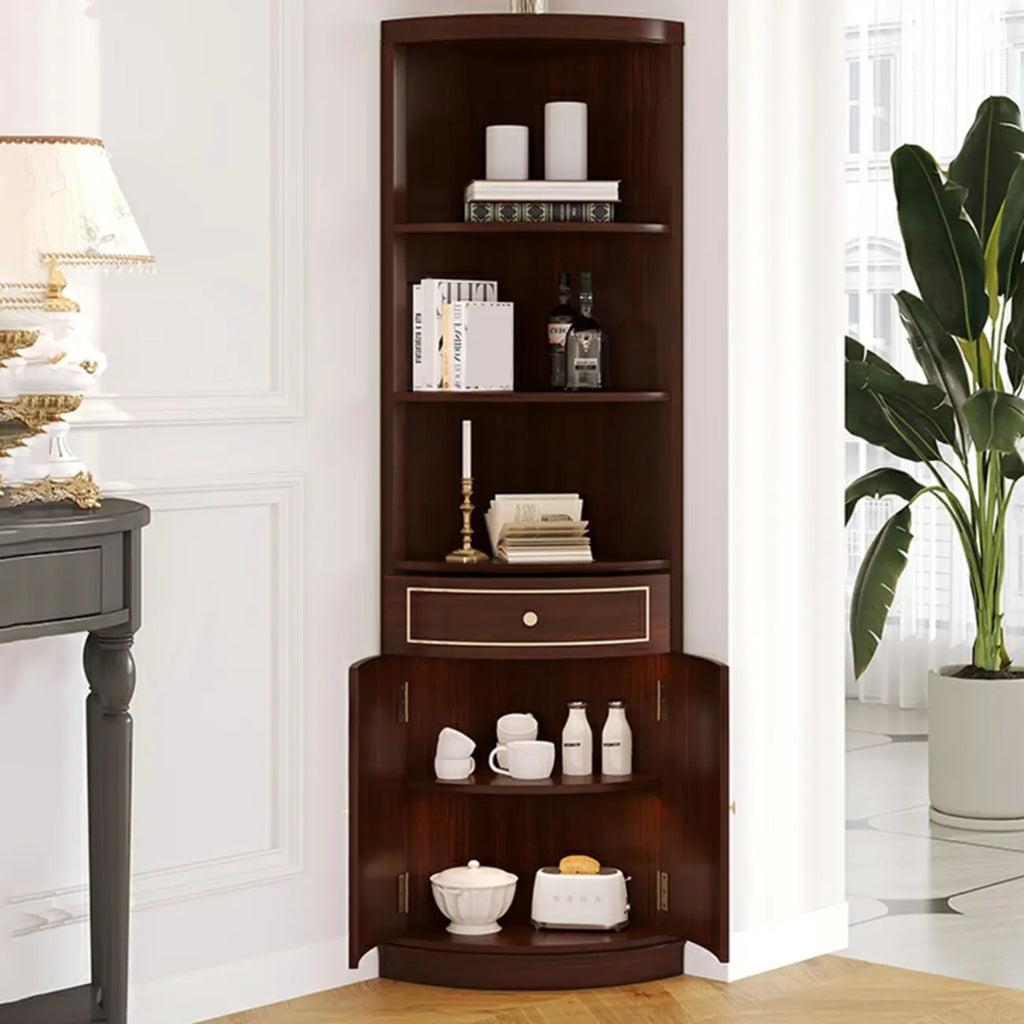 Antique Grey Wooden Gold Accent Corner Cabinet
