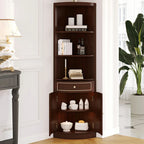 Antique Grey Wooden Gold Accent Corner Cabinet
