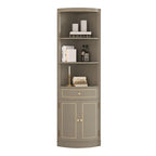 Antique Grey Wooden Gold Accent Corner Cabinet