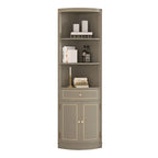 Antique Grey Wooden Gold Accent Corner Cabinet