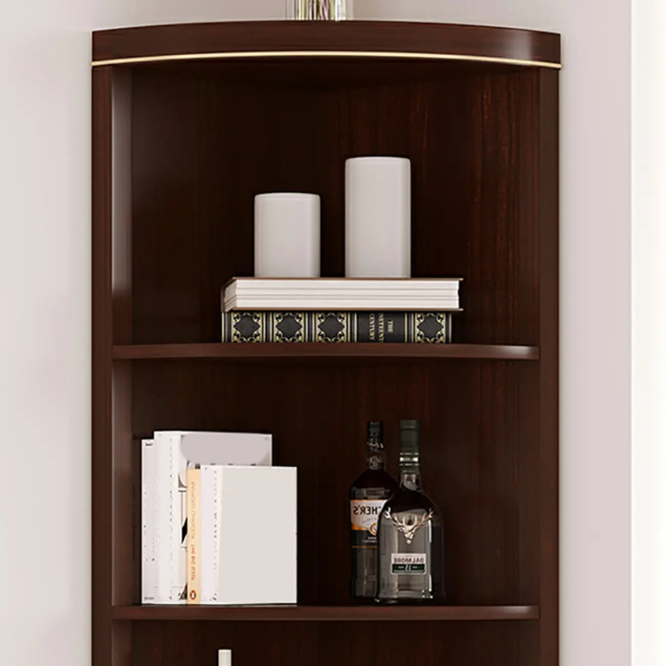 Antique Grey Wooden Gold Accent Corner Cabinet