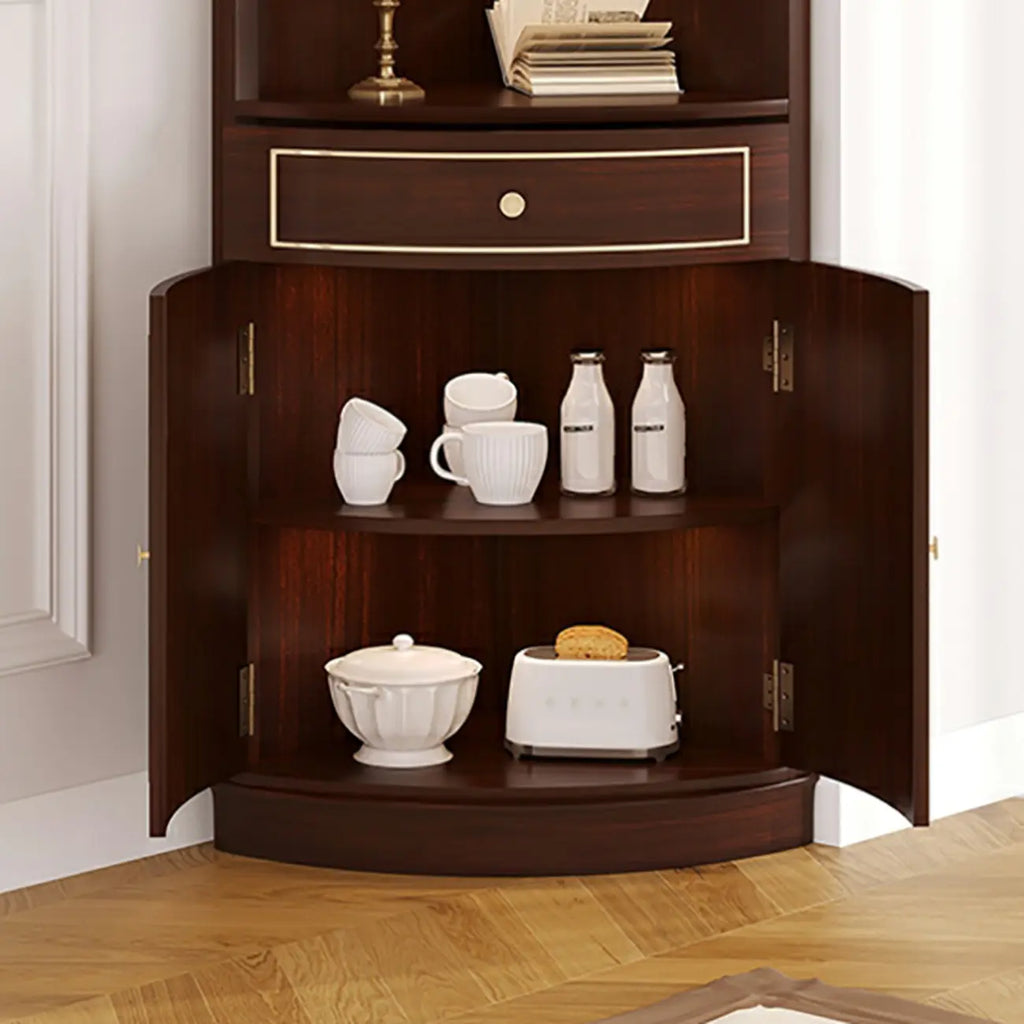 Antique Grey Wooden Gold Accent Corner Cabinet