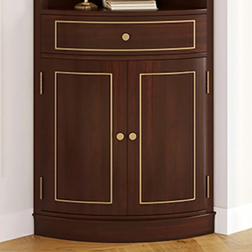 Antique Grey Wooden Gold Accent Corner Cabinet