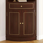 Antique Grey Wooden Gold Accent Corner Cabinet