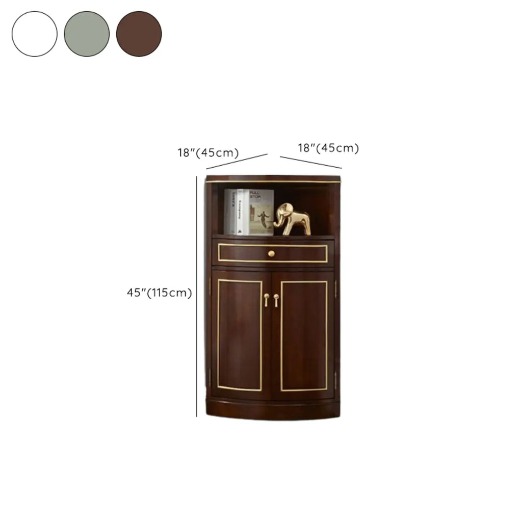 Antique Grey Wooden Gold Accent Corner Cabinet