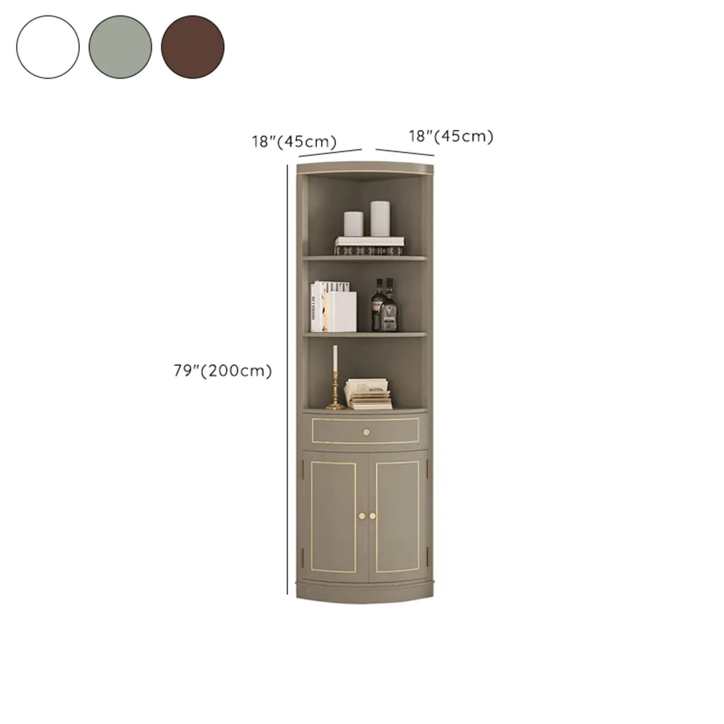 Antique Grey Wooden Gold Accent Corner Cabinet