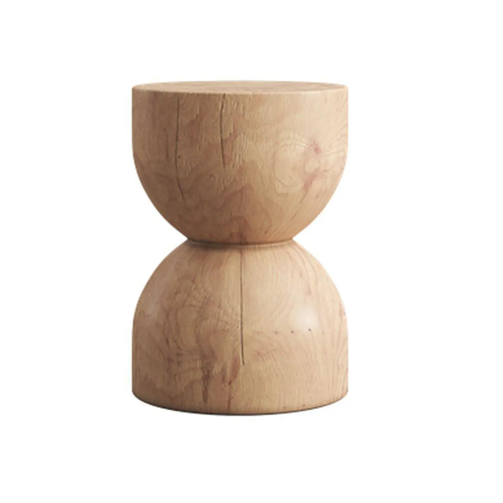 Modern Wooden Drum End Table with Unflip Top for Living Room