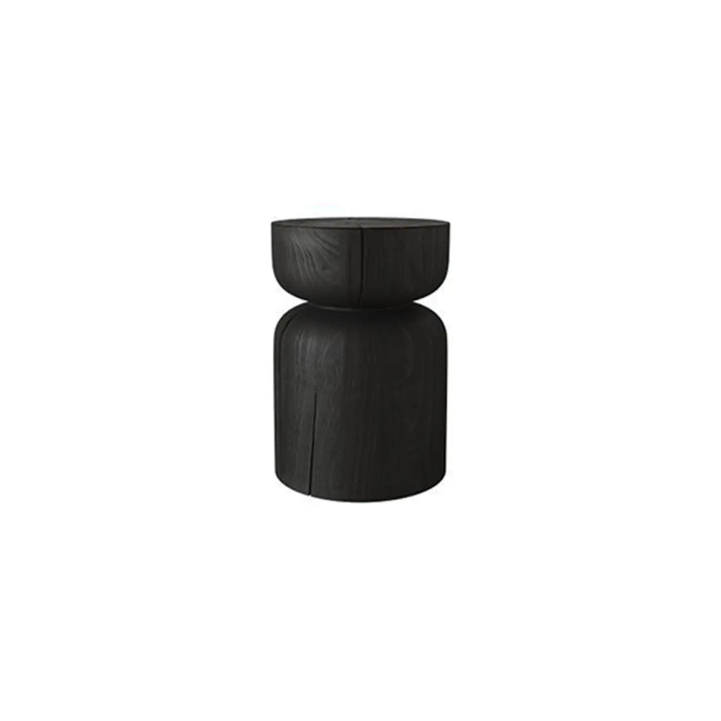 Modern Wooden Drum End Table with Unflip Top for Living Room