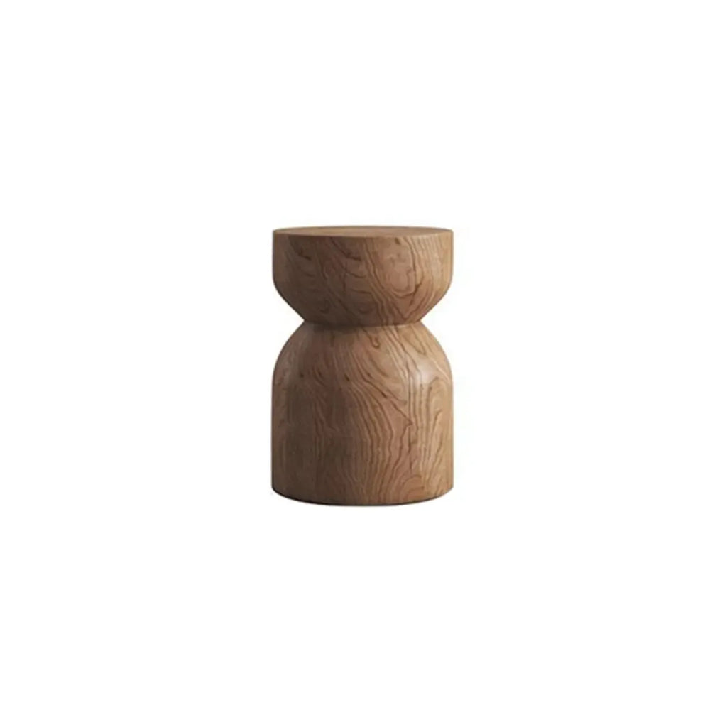 Modern Wooden Drum End Table with Unflip Top for Living Room