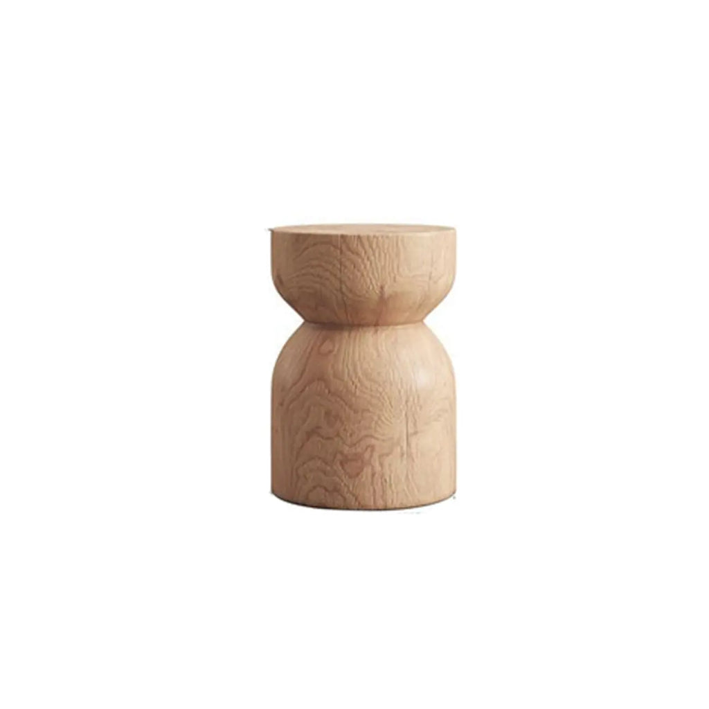 Modern Wooden Drum End Table with Unflip Top for Living Room