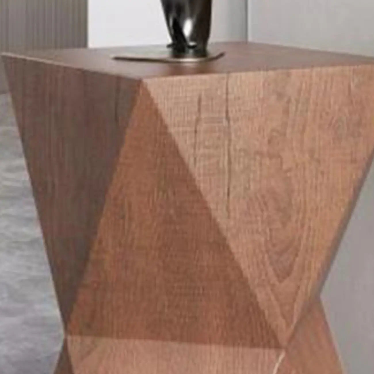 Modern Wooden Drum End Table with Unflip Top for Living Room