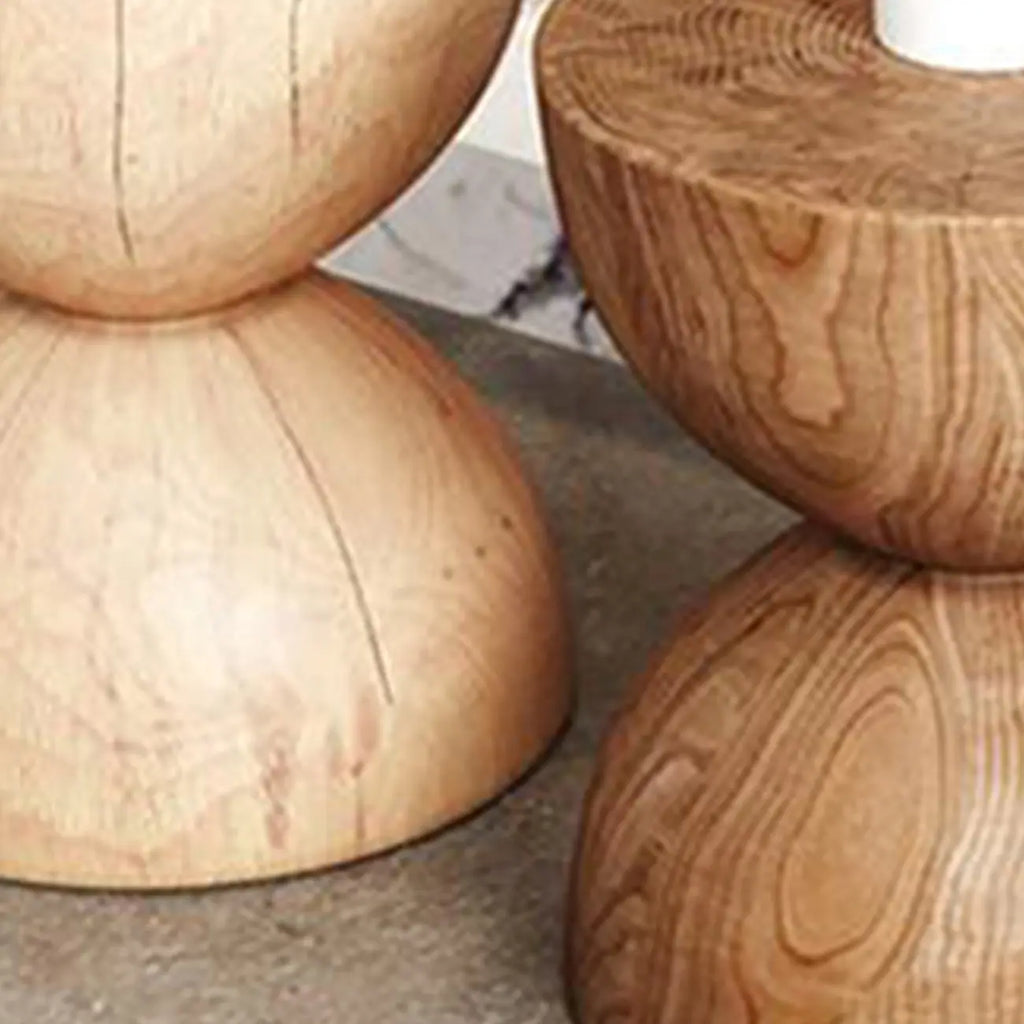 Modern Wooden Drum End Table with Unflip Top for Living Room